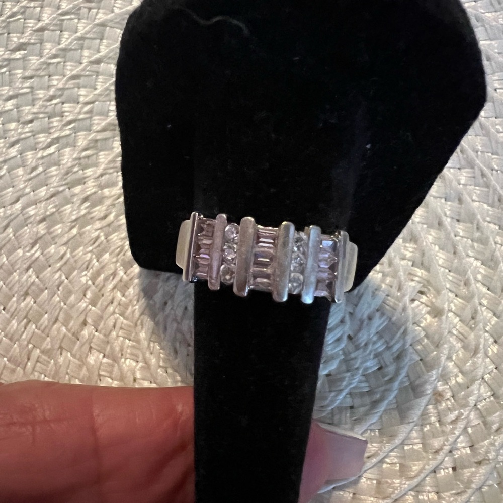 SALE FAS .925 Silver Pink n Clear CZ Women's Ring